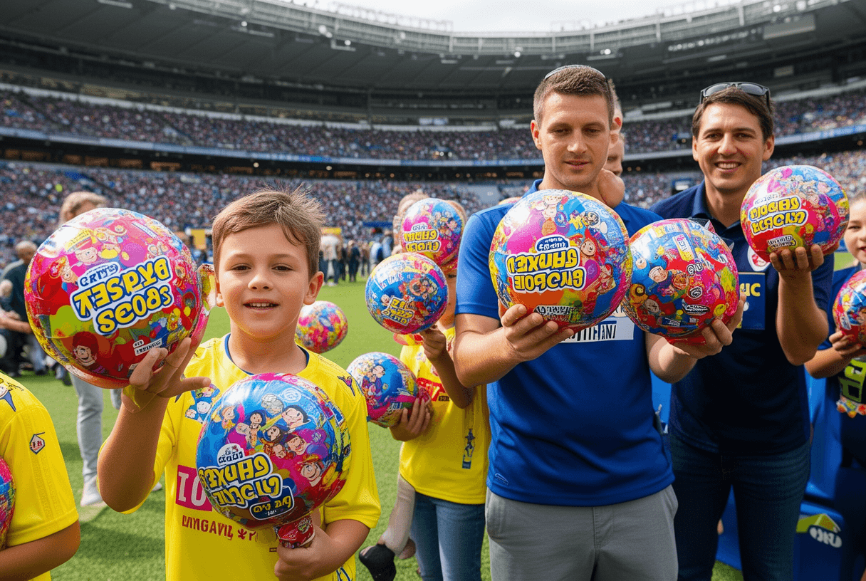 mini ballons publicitaires distribués lors d’un événement sportif